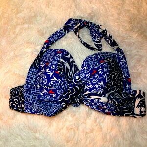 VENUS Blue and White Bikini Top